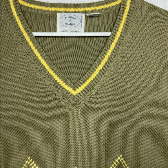 Whitfield & Bridges Cotton Argyle Sweater Vest Hand Loomed Preppy Old Money Ivy - Picture 5 of 8